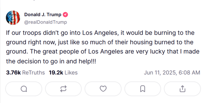 Trump vía Truth Social