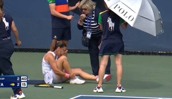 Nuria Párrizas, llorando en el US Open