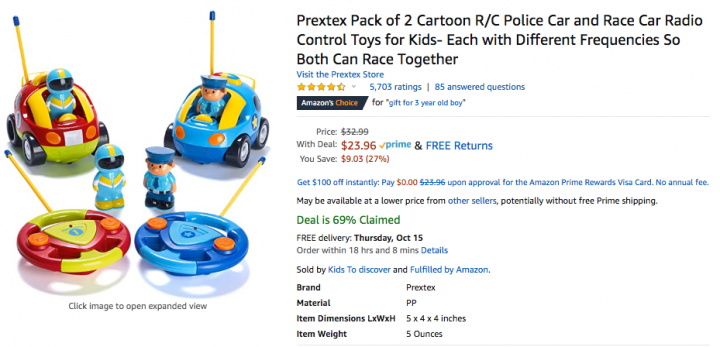 Amazon Prime US 2020 deals toy cars