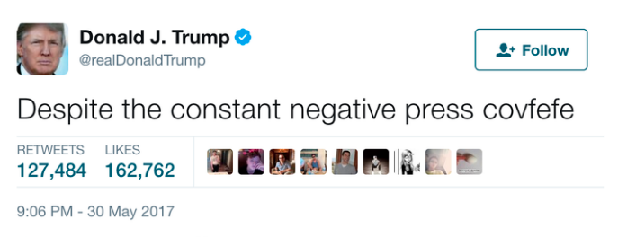 Donald Trump covfefe tweet president election 2020