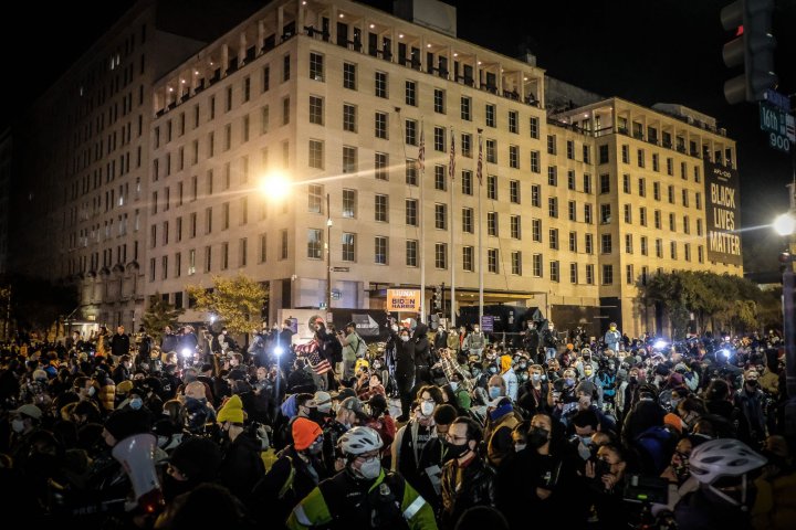 Protesters gather in Washington on Election Night