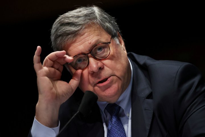 FILE PHOTO: U.S. Attorney General William Barr testifies before the House Judiciary Committee in the Congressional Auditorium at the U.S. Capitol Visitors Center, in Washington, U.S., July 28, 2020. Chip Somodevilla/Pool via REUTERS