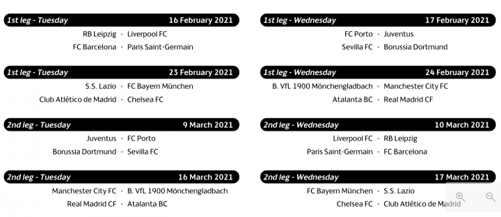 Champions League Last 16 Draw Results Schedule And Dates As Com