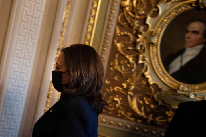 Kamala Harris leaves Senate after breaking a tie on stimulus bill