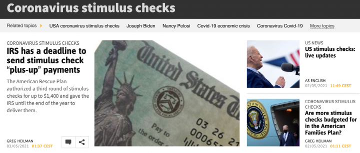 Stimulus checks dedicated section