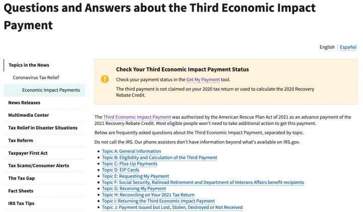 Third Economic Impact Payment FAQs