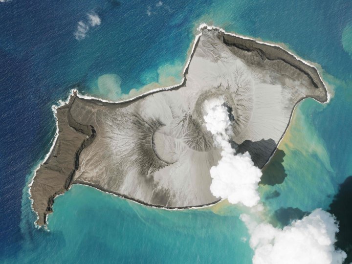 Aerial view of Tonga volcano