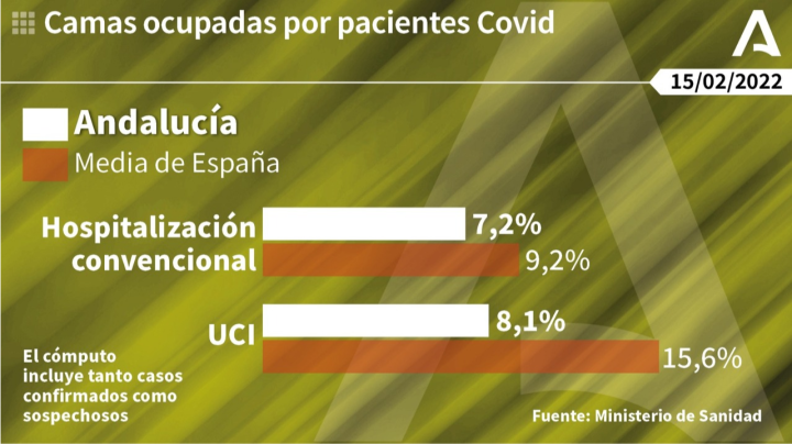 Camas ocupadas por pacientes COVID en Andaluca 16 febrero 2022