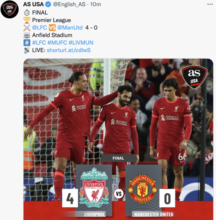 Liverpool 4 0 Man United Summary Score Goals Highlights Premier League 2021 22 As Usa