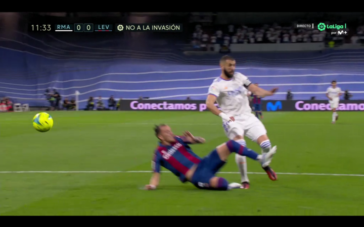 La imagen del posible penalti sobre Benzema