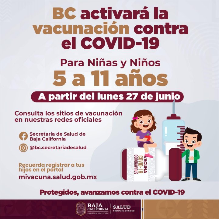 Baja California iniciará vacunación para niños de 5 a 11 años