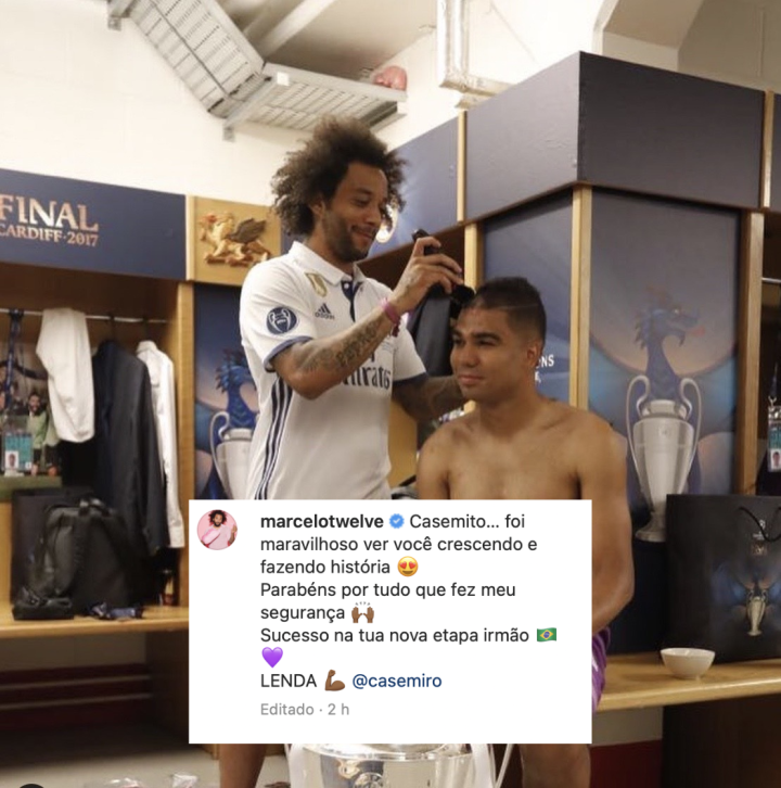 El cariñoso mensaje de Marcelo a Casemiro