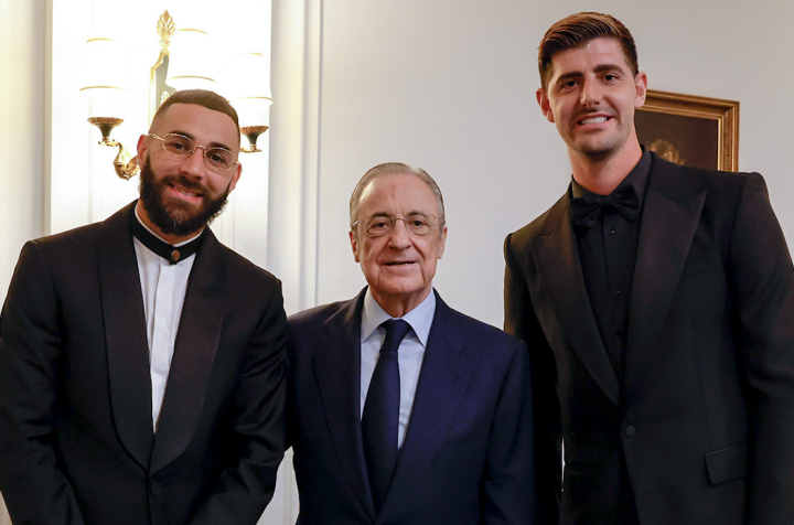 Benzema, Courtois y Florentino Pérez