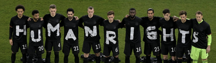 German team protesting the situation in Qatar