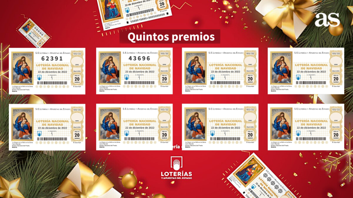 Quintos premios de la Lotería de Navidad 2022 