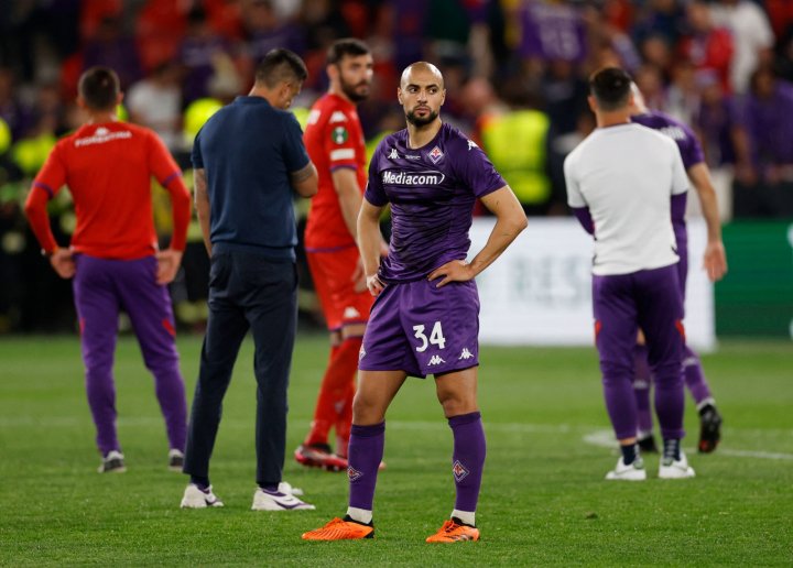 Florence (Italy), 01/02/2023.- Fiorentina's Moroccan midfielder Sofyan Amrabat in action during the Coppa Italia quarter final soccer match between ACF Fiorentina and Torino FC, in Florence, Italy, 01 February 2023. (Italia, Florencia) EFE/EPA/CLAUDIO GIOVANNINI
