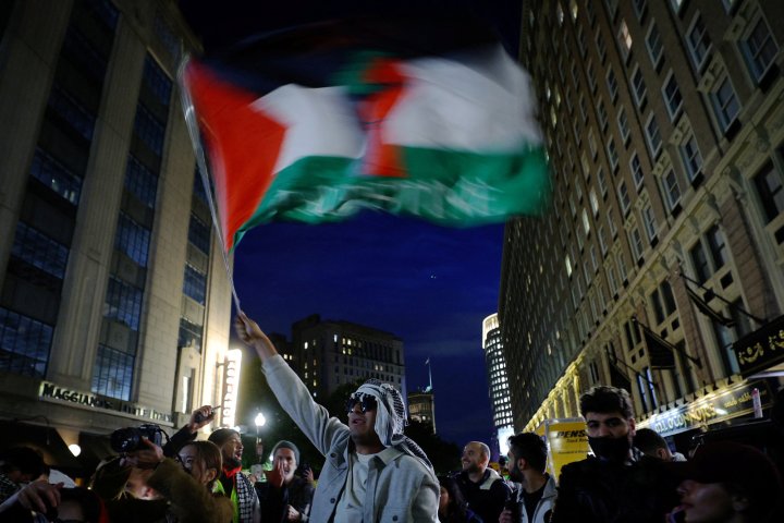 Manifestantes a favor de Palestina marchan en EE UU 
