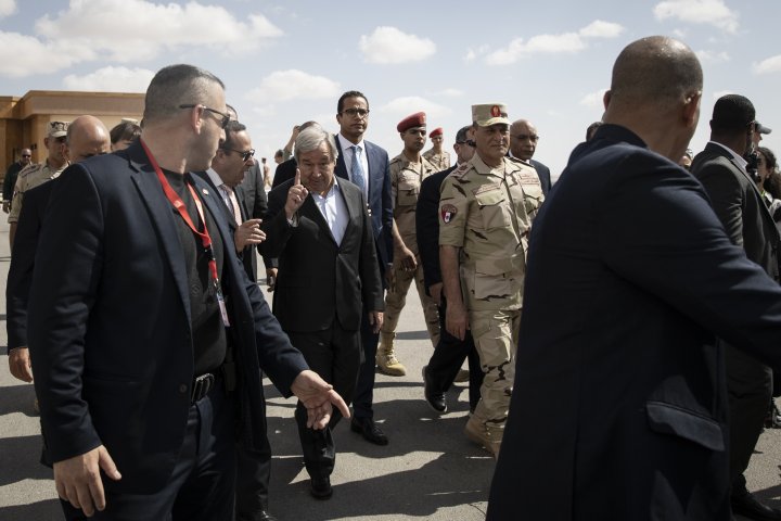 António Guterres llega al paso de Rafah