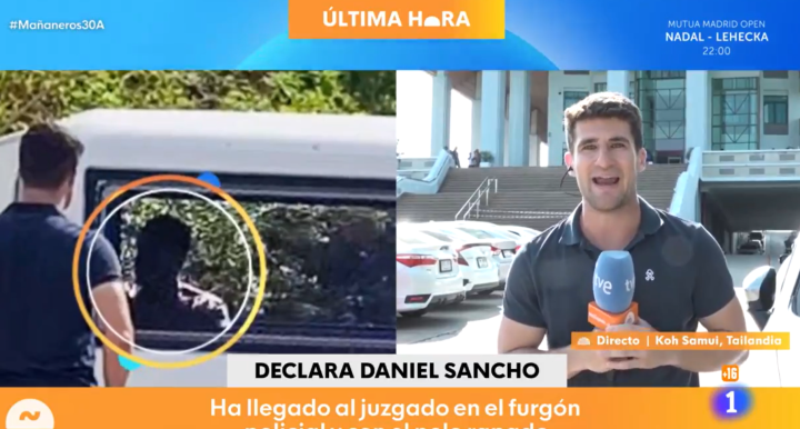 Daniel Sancho, en el furgón policial (RTVE)
