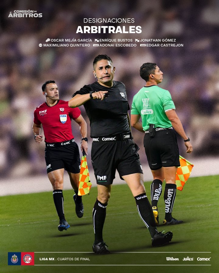 Cuerpo arbitral del Chivas vs Toluca