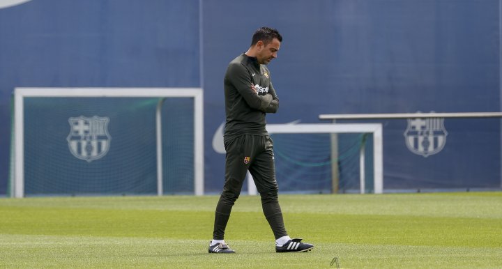 Xavi durante el entrenamiento