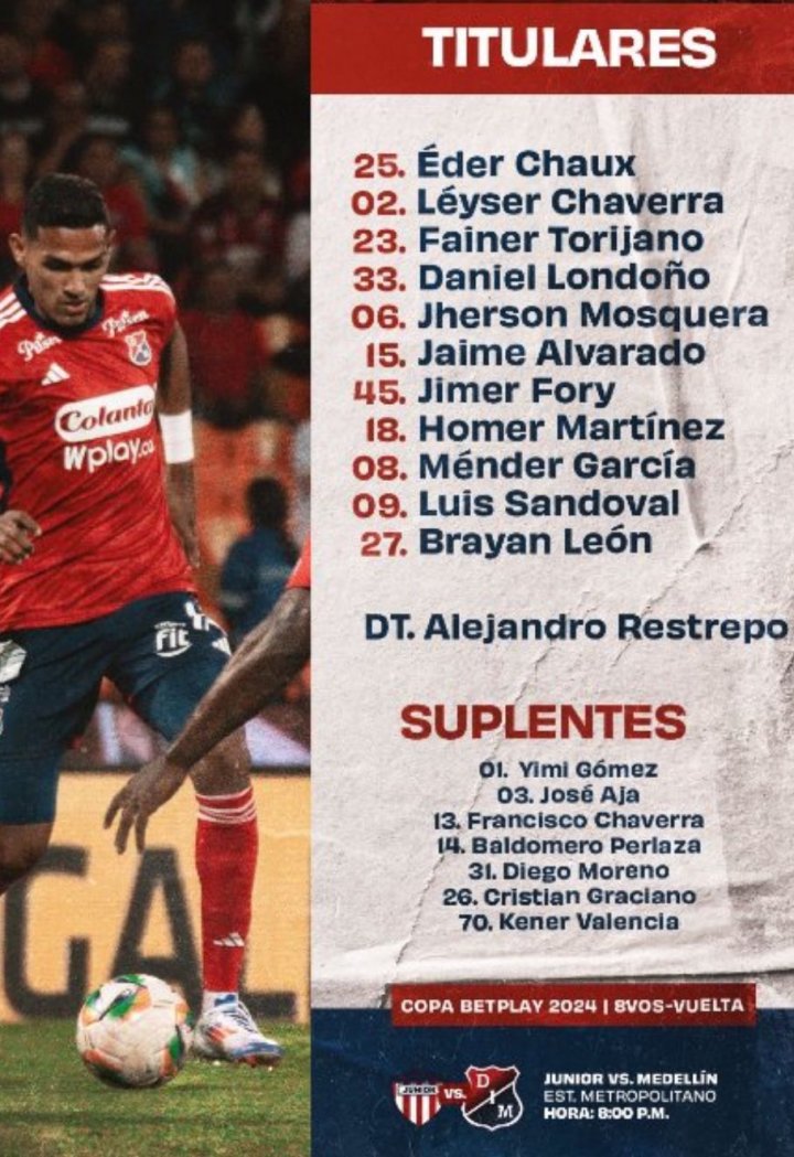 📋 Nóminas confirmada de Medellín