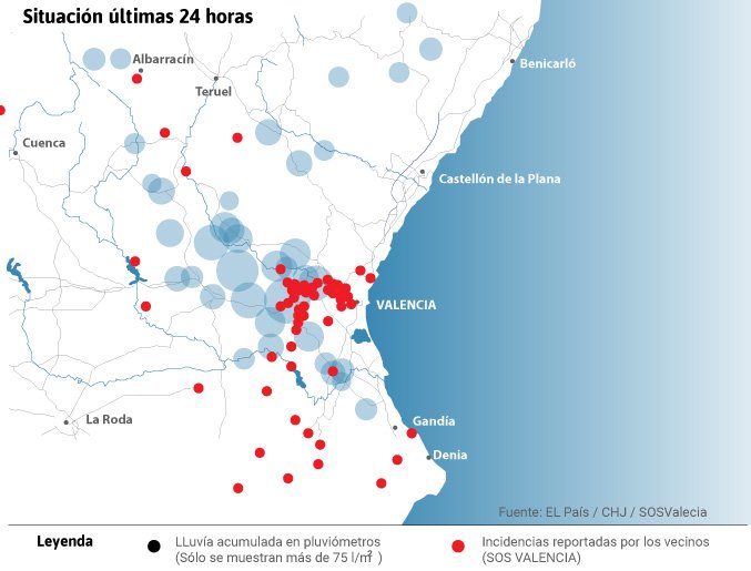 Mapa de la zona de Valencia