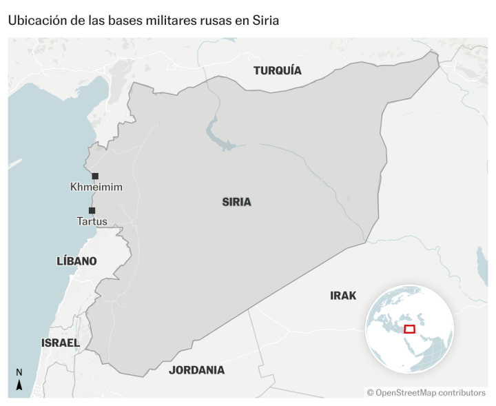 Ubicacin de las bases militares rusas en Siria