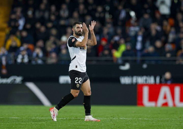 Luis Rioja durante un partido con el Valencia.