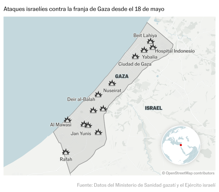 Ataques israelíes contra la franja de Gaza desde el 18 de mayo