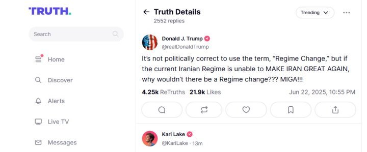 Trump hace un guiño a un “cambio de régimen” en Irán y dice que los bombarderos B-2 ya están en EE UU