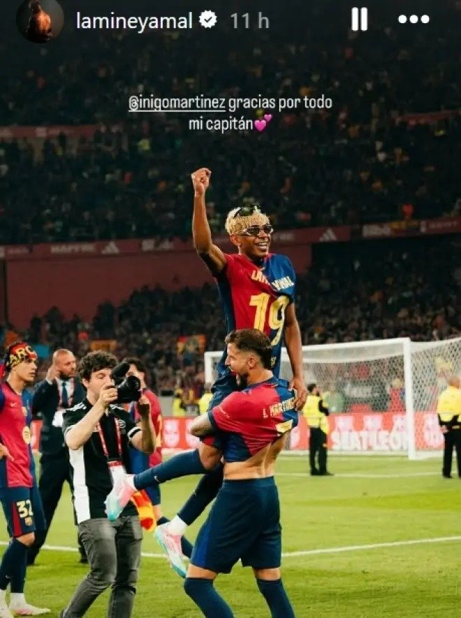 Lamine despide a Íñigo: "Gracias por todo, mi capitán"