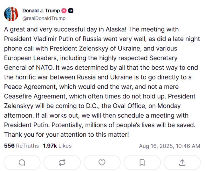 Trump afirma ahora que acordó con Putin ir a por un acuerdo de paz en Ucrania, descartando alto el fuego previo