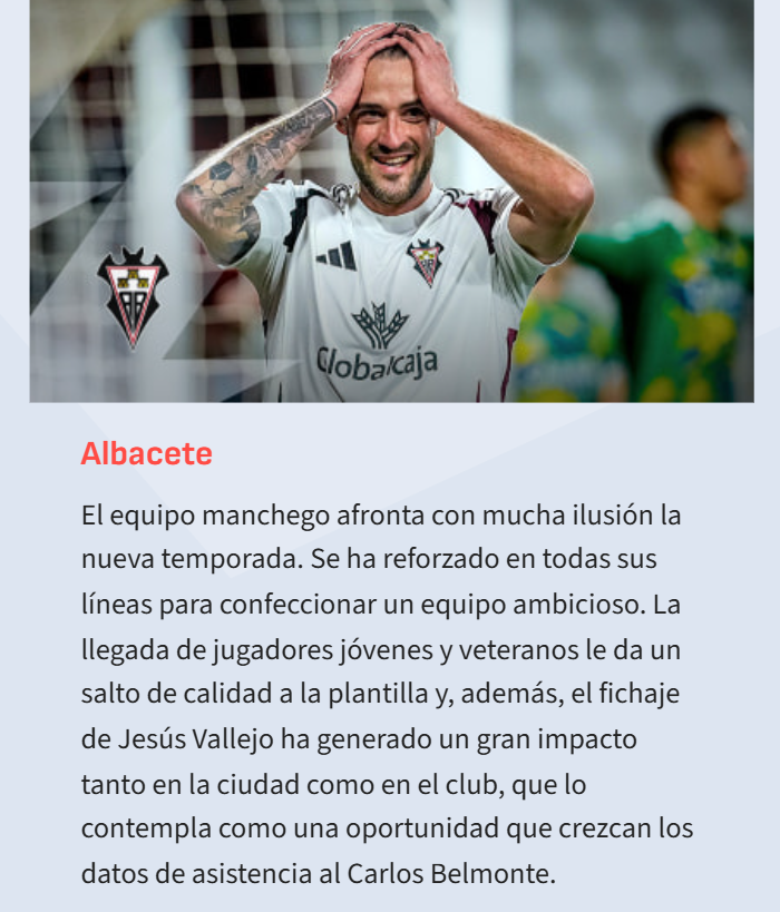 Otro pedacito de la Guía Especial de AS de Segunda, esta vez del Albacete