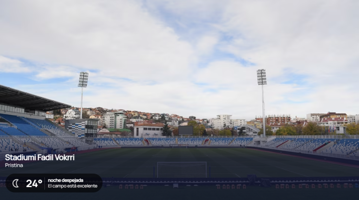 La visión desde el Fadil Vokrri de Pristina, Kosovo