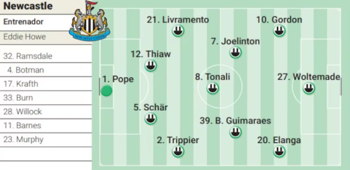 El posible once del Newcastle
