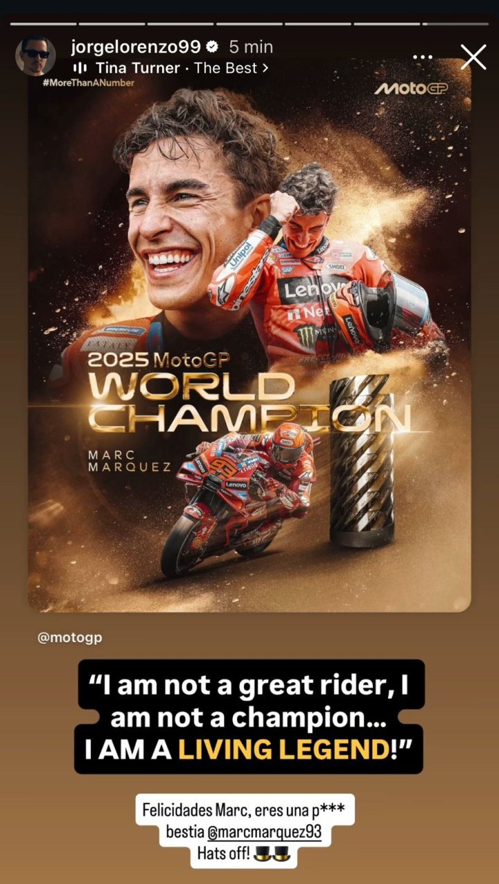 Jorge Lorenzo felicita a Marc Márquez