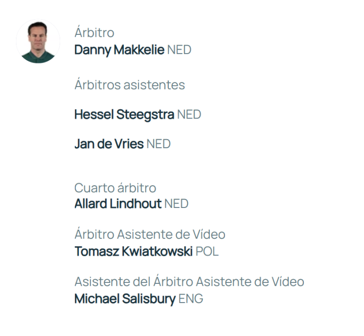 El cuerpo arbitral de hoy