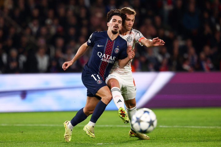 Vitinha, durante el partido contra el Bayern.