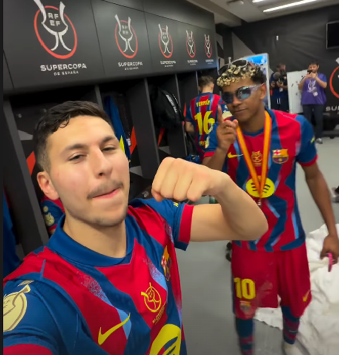 Lamine, celebración muy discreta en redes