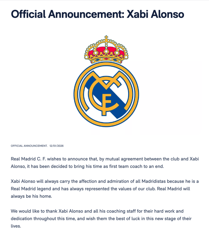 Real Madrid statement