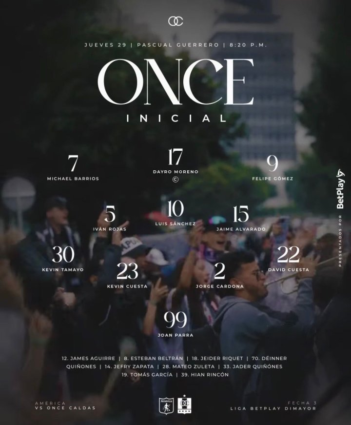 El equipo titular del Once Caldas