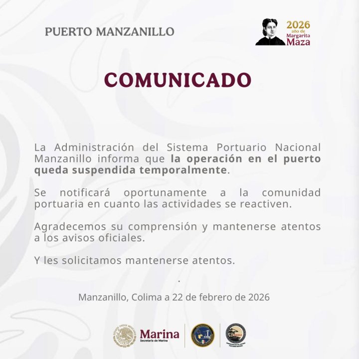 Suspenden todas las operaciones en el Puerto de Jalisco