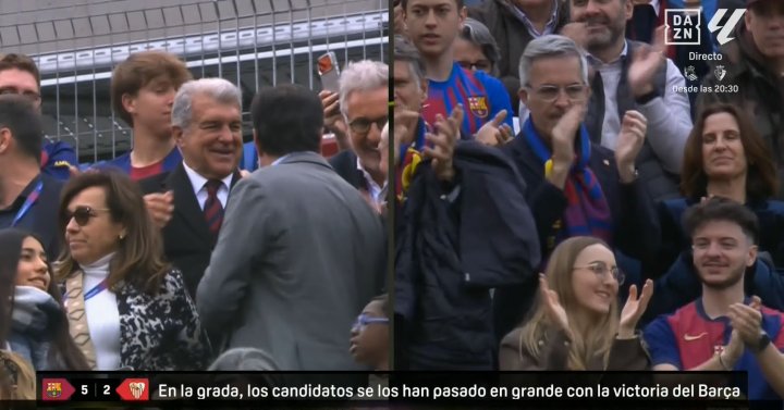 Laporta y Font, en la grada