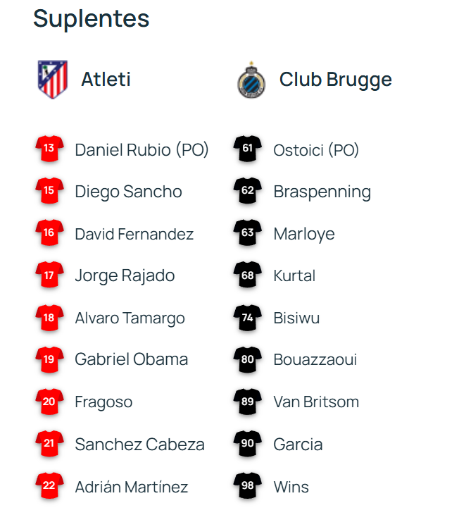 Los suplentes de ambos equipos