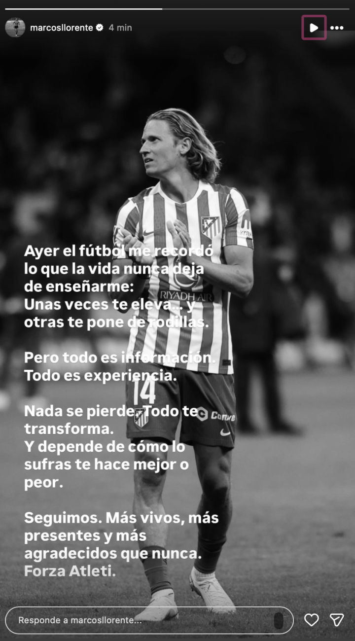 Marcos Llorente en Instagram