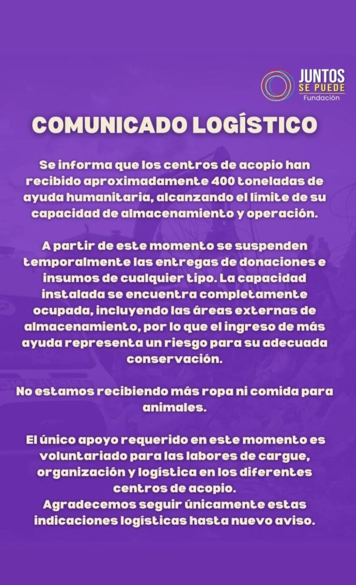 12:01 P.M. | Fundación Juntos Se Puede suspendió la recepción de donaciones