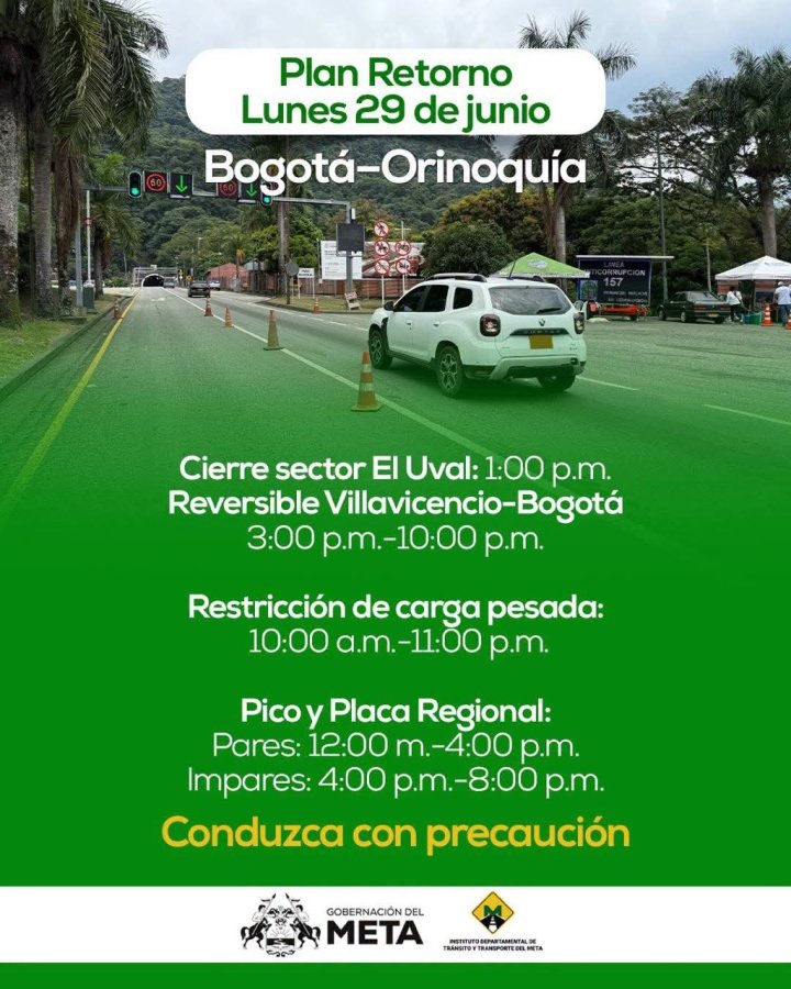 11:54 AM. | Se modifica la movilidad en la vía Bogotá–Orinoquía