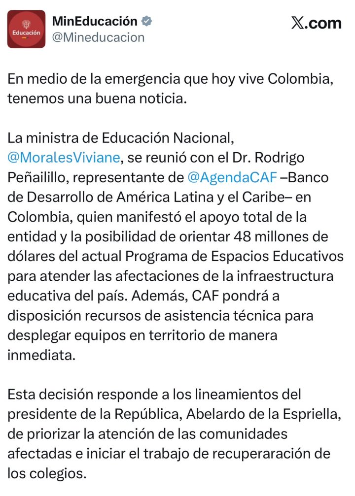 2:20 P.M. | Recursos para recuperar colegios afectados por la emergencia