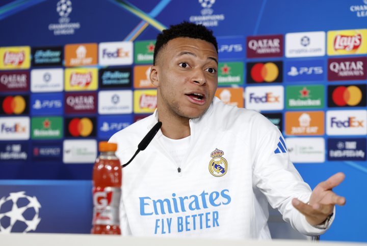 Mbappé, en rueda de prensa.